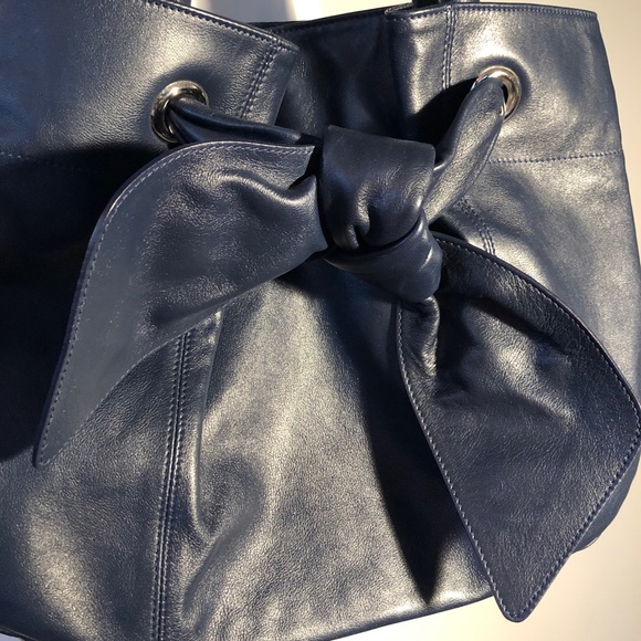 FURLA Blue Leather Handbag with Bow - Picture 3 of 6